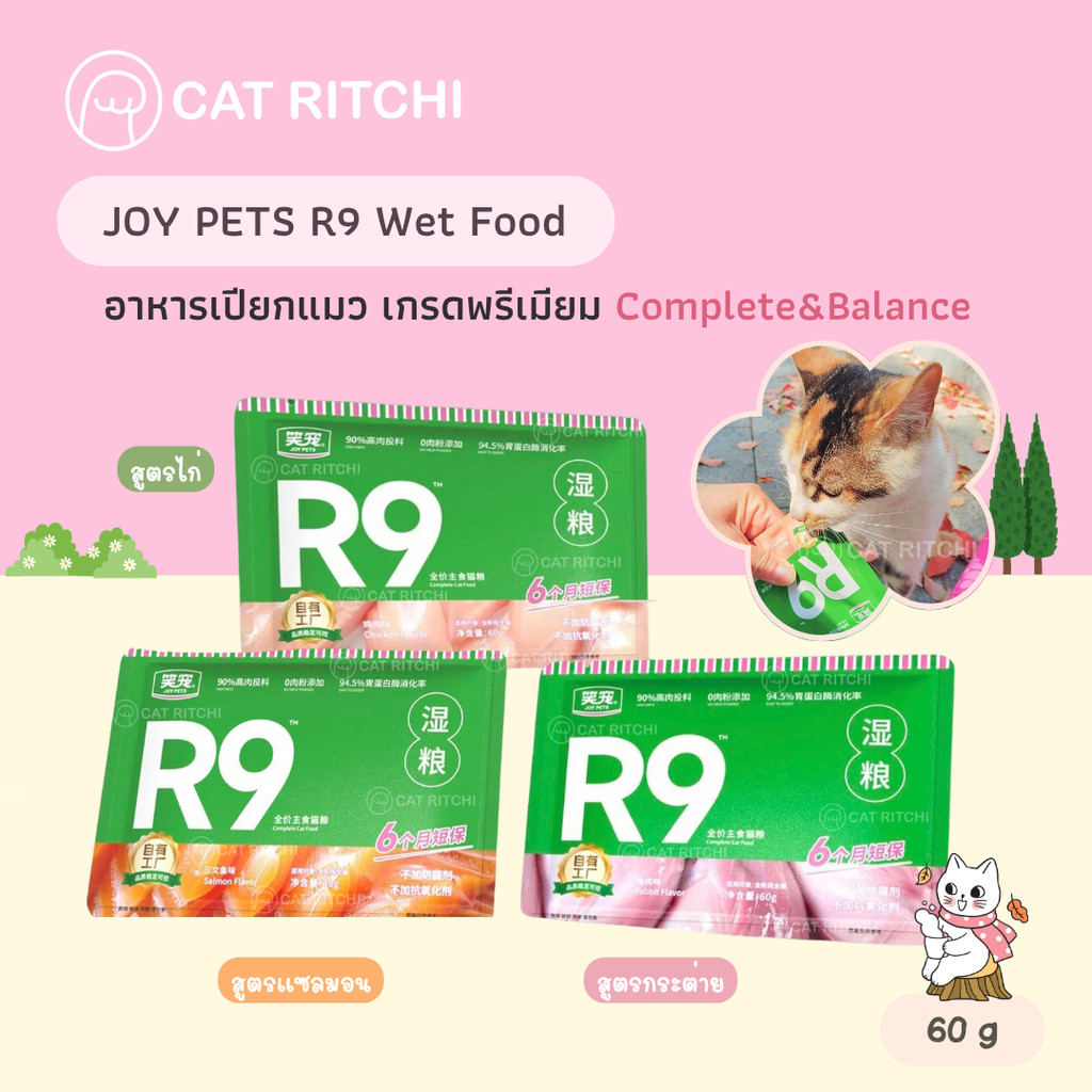 [🚚 พร้อมส่ง] JOY PETS R9 อาหารเปียกแมวพรีเมียม Complete&Balance โภชนาการครบถ้วน 60 กรัม