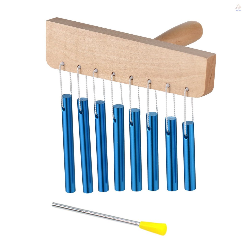 Bar Chimes 8 Tone กระดิ่งมือพร้อม Knock Stick Birch ไม้หลอดอลูมิเนียม Windchime Chimes Bells Hand He