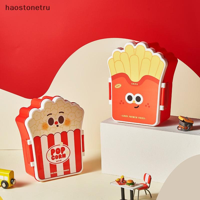OST กล่องอาหารกลางวันน่ารักสําหรับเด็กการ์ตูน Fries ไก่ทอดรูปแบบเด็กโรงเรียนอาหารกลางวันกลางแจ้ง Camping Picnic อาหารคอนเทนเนอร์ขนาดเล็ก N