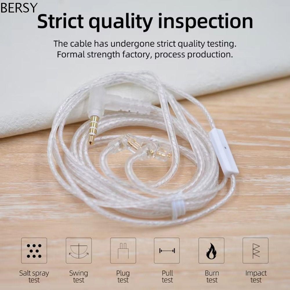 BERSY KZ หูฟังสายไฟ,เงิน 3.5 มม.2PIN KZ หูฟังสาย, Consumer Electronics In Ear พร้อมไมโครโฟนอัพเกรดสา