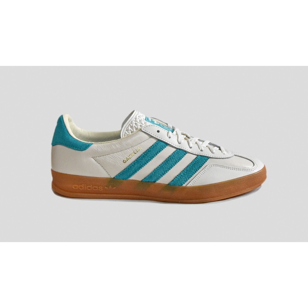 ADIDAS GAZELLE INDOOR WHITE/TURQUOISE BLUE