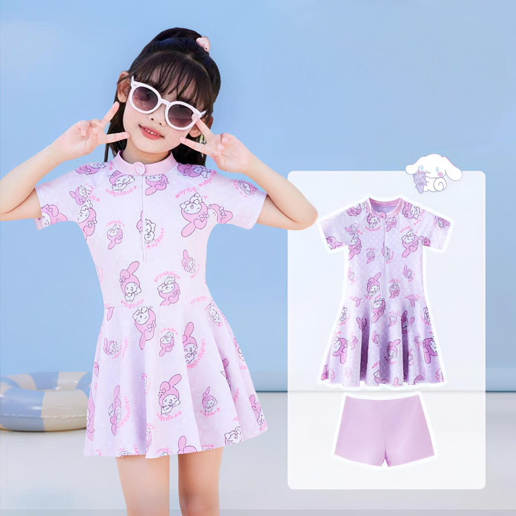 UNGU MERAH ( SWM197 / SWM198 / SWM199 ) ชุดว่ายน้ําเด็กผู้หญิง / ทูพีช - โพลีเอสเตอร์สแปนเด็กซ์ - sa