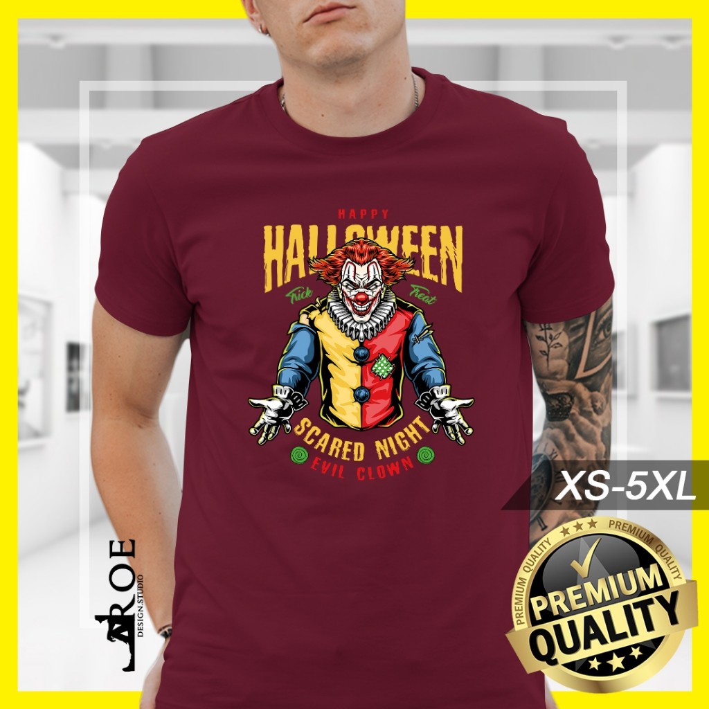 🔥 Baju Tshir HAPPY HALLOWEEN EVIL CLOWN Unisex + Plus Size 🔥