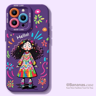 น่ารักHello Girl + Lanyardคู่นุ่มเคสโทรศัพท์สําหรับiPhone 17 16 15 14 13 12 11 Pro Max X Xr XsMax 7 8 Plus SE2020