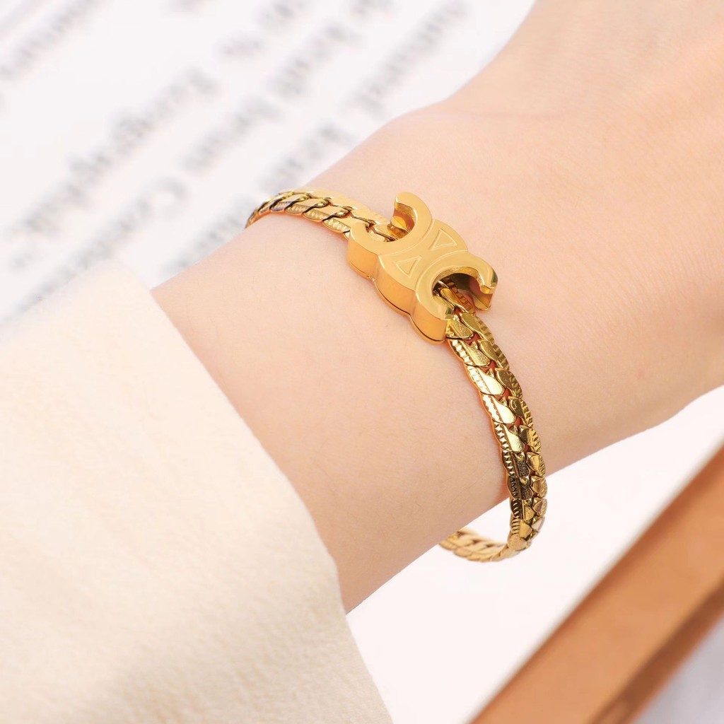 ประณีต Arc de Triomphe สร้อยข้อมือเหล็กไทเทเนียมหญิงครอบงําแฟชั่นอุปกรณ์เสริมสองสีที่มีอยู่