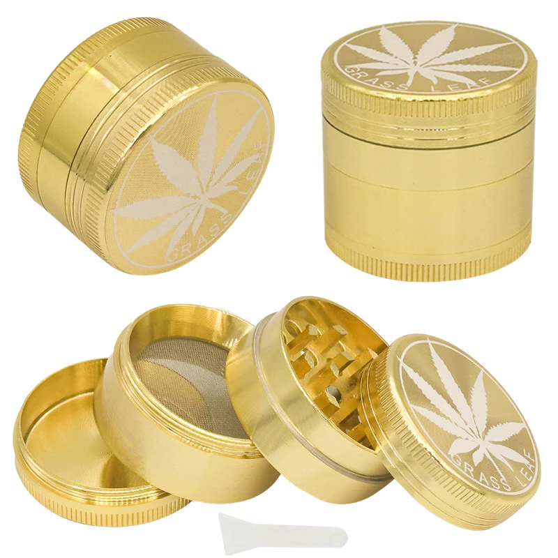 40mm ทองสีขาวใบไม้สมุนไพร grinder แบบพกพาขนาดเล็ก 4 ชั้นวัสดุโลหะบดเครื่องมือครัวของขวัญวันหยุด thumbnail 4