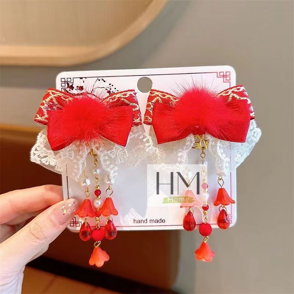 ใหม่ กิ๊บติดผมตรุษจีน กิ๊บสีแดงอาหมวย  เครื่องประดับผมเทศกาลตรุษจีน - รูปที่ 7