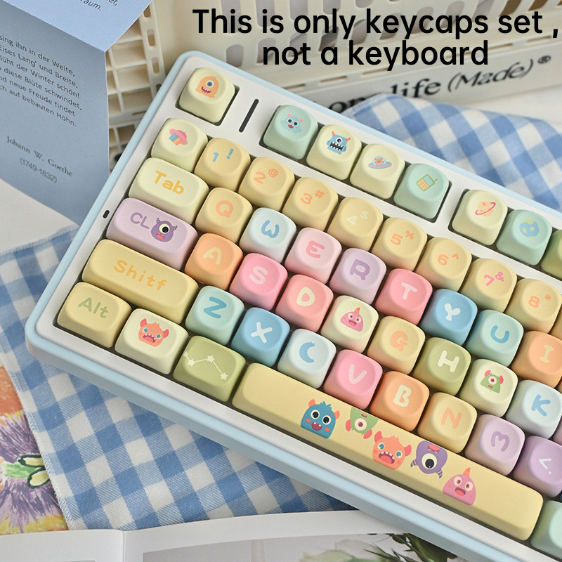 Pbt Keycap MOA Graffiti Monster น่ารักห้าด้าน Dye Sublimation บุคลิกภาพธีมที่มีสีสันคีย์บอร์ด Keycap ปรับให้เข้ากับ 61/64/67/68/71/75/78/82/84/87/96/98/100/
