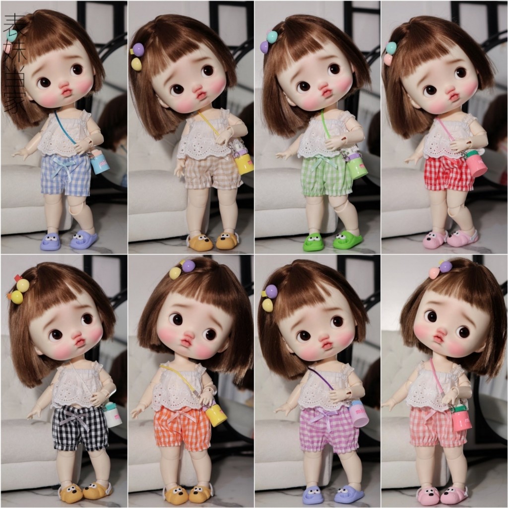 [BJD Small 1/6 Doll Fresh Set] strong FORCE Small 1/6, Little Sheep Body Pastoral Style Plaid Doll Clothes