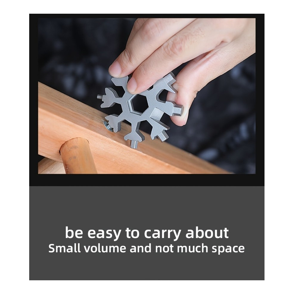 อัลเลน แสงสว่าง ประแจแบบพกพาประแจสแตนเลส18 ใน 1มินิสากลประแจเครื่องมือฉุกเฉินขนาดกะทัดรัดมัลติฟังก์ชั่เกล็ดหิมะประแจ - รูปที่ 6