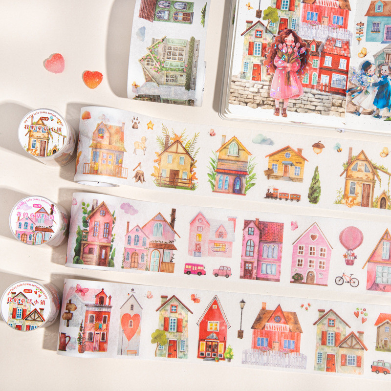 ไดลี่|เมืองขนาดเล็กภูมิทัศน์ธีม Washi เทป My Fairy Tale Town สติกเกอร์คู่มือภูมิทัศน์ DIY ตกแต่ง Collage วัสดุคู่มือสติกเกอร์เทป