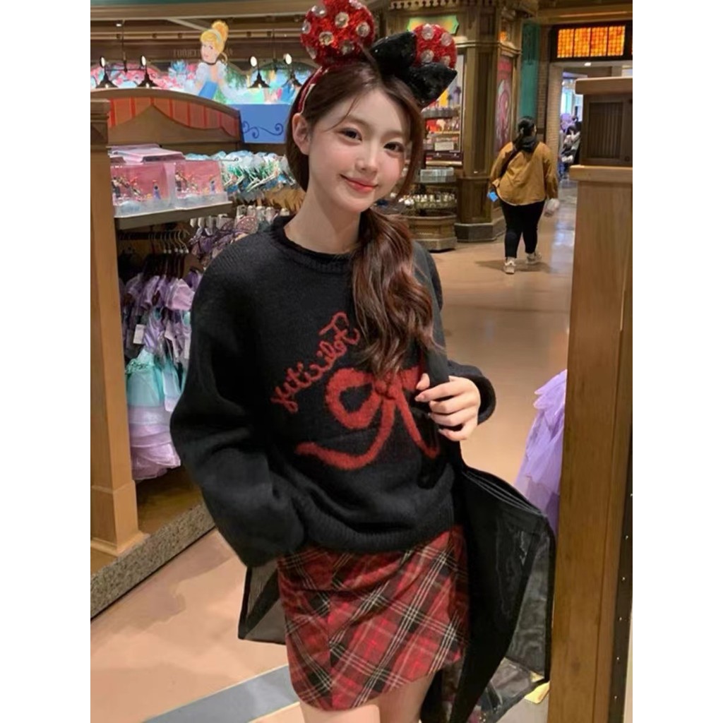 Lovito เสื้อสเวตเตอร์โบว์ธรรมดาสำหรับผู้หญิง LNA77493