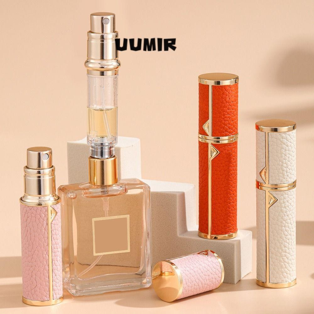 Uumir ขวดน้ําหอม, ขวดสเปรย์ลายลิ้นจี่หนัง PU, แฟชั่น 5 มล. คอนเทนเนอร์เครื่องสําอางรีฟิลเปล่าผู้หญิง