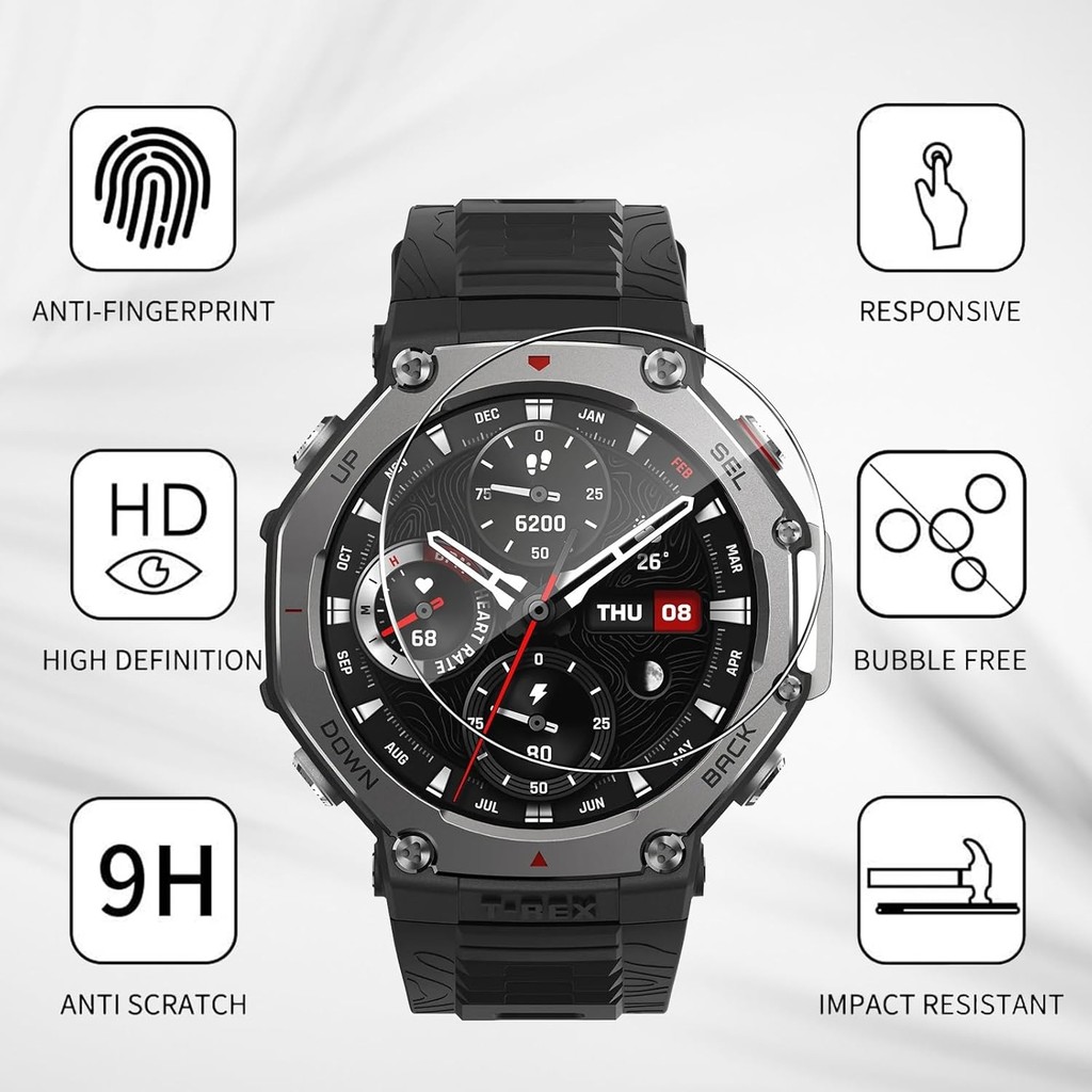 3pcs ฟิล์มกระจกนิรภัยสําหรับ Huami Amazfit t-Rex 3 Smartwatch ป้องกันหน้าจอ t-rex3 Anti-scratch นาฬิ