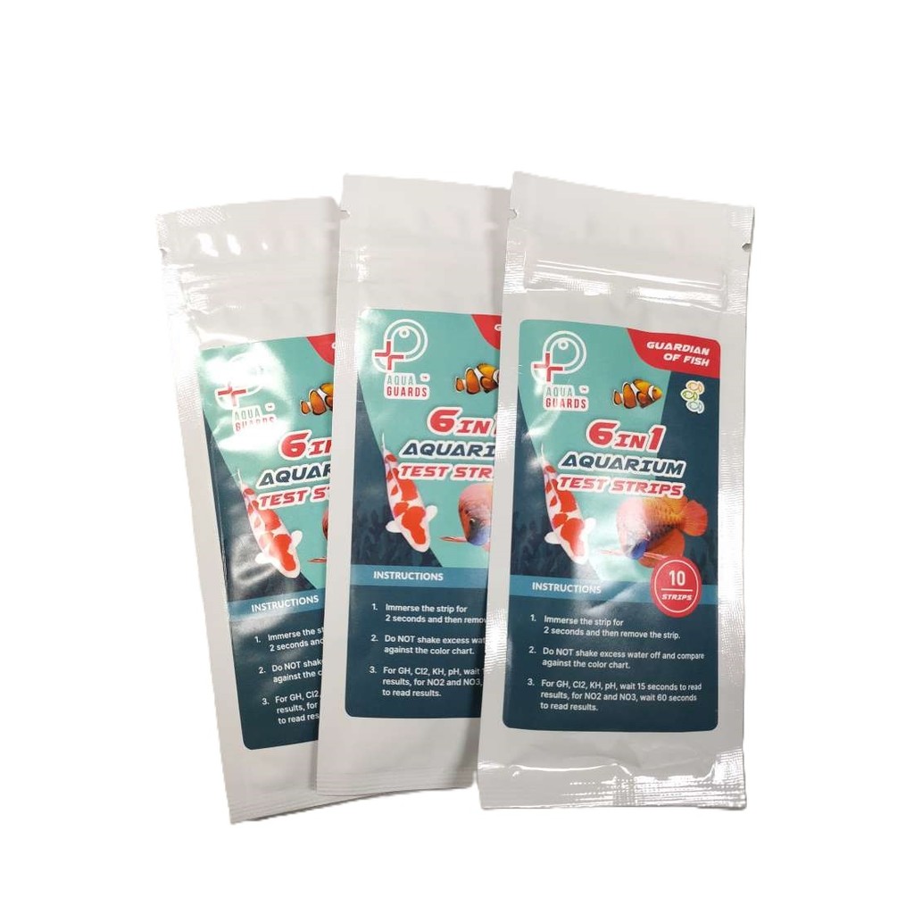 แถบทดสอบตู้ปลา Aqua Guard 6 In 1 10test [no3 , no2 , คลอรีน , gh , kh , ph]