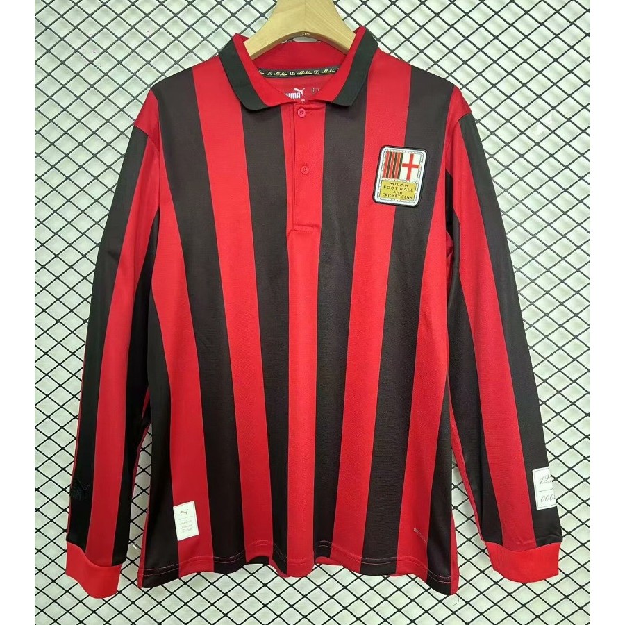 24-25ac Milan Limited Edition เสื้อฟุตบอลแขนยาว S-XXL ผู้ใหญ่แขนยาวแห้งเร็วเสื้อฟุตบอลกีฬา AAA