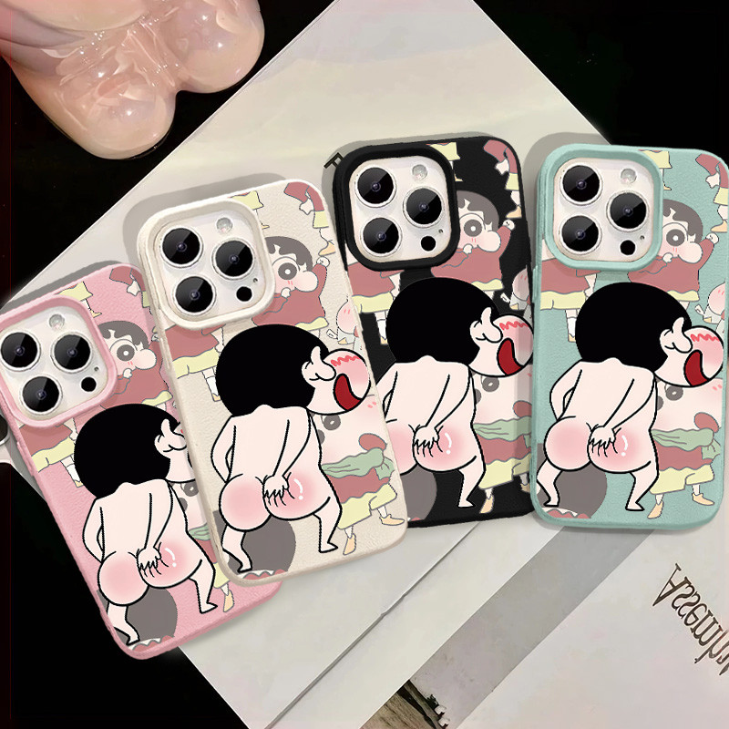 น่ารักขี้อายเครยอนชินจังรูปแบบเคสโทรศัพท์เข้ากันได้สําหรับiphone 15 14 13 12 11 16Pro Max XR X/XS Max 7/8 Plusซิลิโคนอ่อนเคสโทรศัพท์