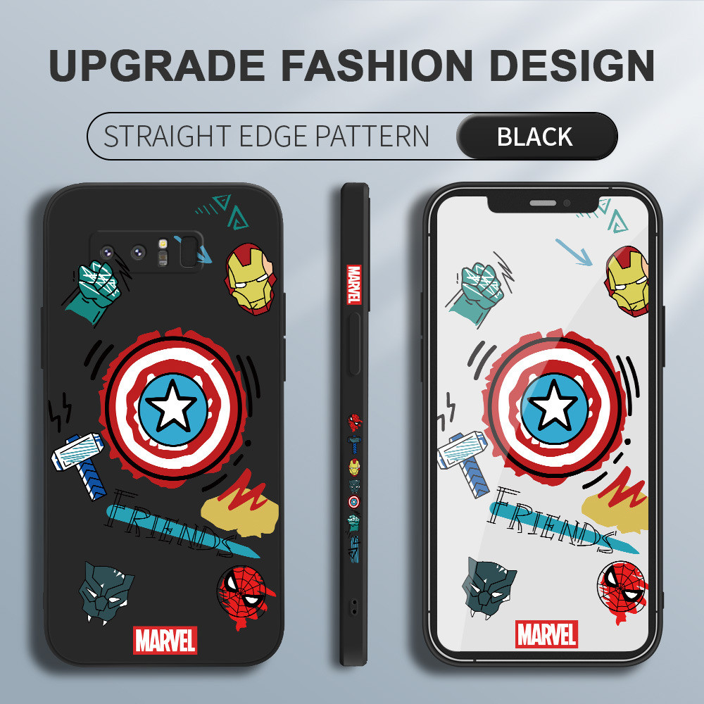 สำหรับ Samsung Galaxy Note 8 9 10 Plus Note10 Lite M60S A81 เคส รูปแบบ Marvel โทรศัพท์ Square Soft Liquid ซิลิโคนปลอกคลุมทั้งหมดกล้องป้องกันกรณีเคสโ