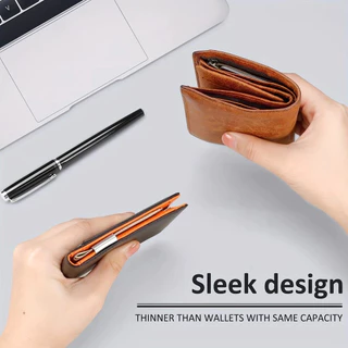 RFID Blocking กระเป๋าสตางค์คาร์บอนไฟเบอร์ผู้ชาย Minimalist Slim Bifold ผู้ถือบัตรเครดิตแบบพกพาด้านหน้ากระเป๋าคลิปเงินกระเป๋าสตางค์
