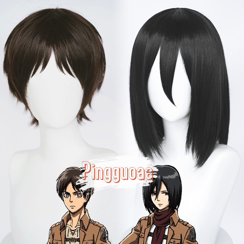 【Manmei】Attack on Titan Eren Jaeger Mikasa Ackerman Cosplay Wig Heat Resistant Synthetic Hair