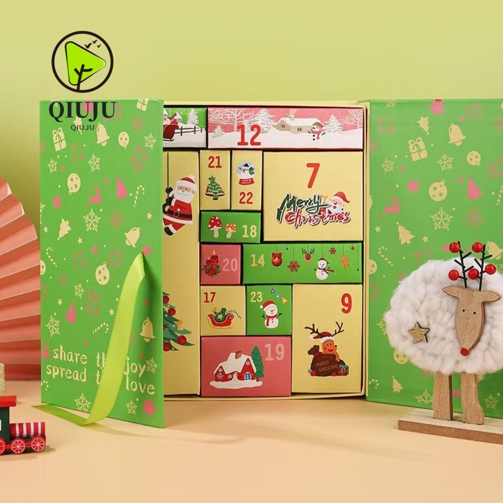 ชิวจู 24ชิ้น24วันจุตินับถอยหลังกล่องของขวัญ,กล่องคริสต์มาส ทําเอง รีฟิลกล่องปฏิทินจุติคริสต์มาส,กล่องจํานวนเปล่า
