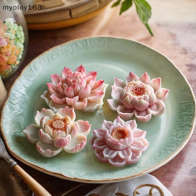 Myoloy 3D Lotus แม่พิมพ์ซิลิโคนสําหรับ DIY ดอกไม้ Fondant Cupcake ช็อกโกแลต Candy ไอศกรีมน้ําตาลขนมหวานสบู่พลาสเตอร์เรซิ่นแม่พิมพ์ TH