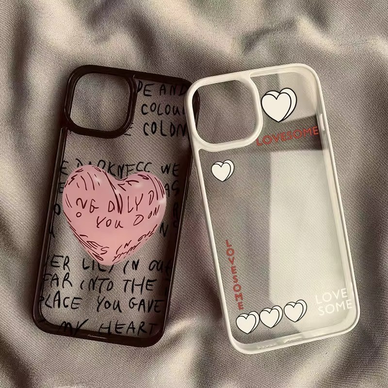 SAMSUNG สําหรับsamsung A06 A16 A55 A35 A15 A05S A05 A12 A54 A52 A34 5G A32 แฟชั่นสีชมพูหัวใจใสซิลิโคนกันกระแทก