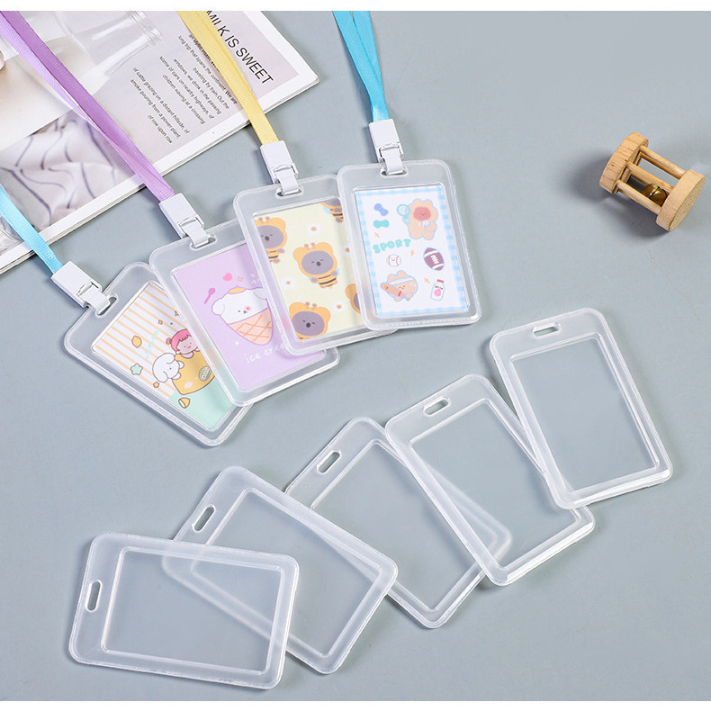 ที่ใส่บัตรใสสองด้านที่ใส่บัตรที่มีสายคล้องสำหรับนักเรียนที่ใส่บัตรที่มีเชือกเส้นเล็กที่ใส่บัตรลายการ์ตูนกันน้ำ - รูปที่ 7