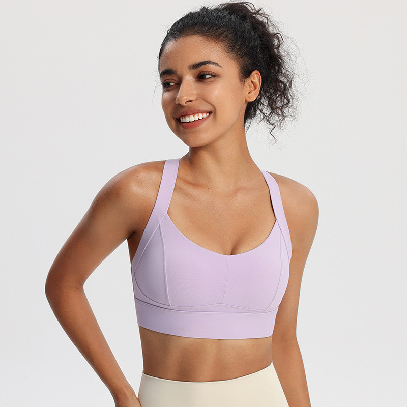 ผู้หญิง สปอร์ตบรา Crisscross strap Running Fitness Tops กันกระแทกแผ่นคงที่ชุดชั้นในโยคะ