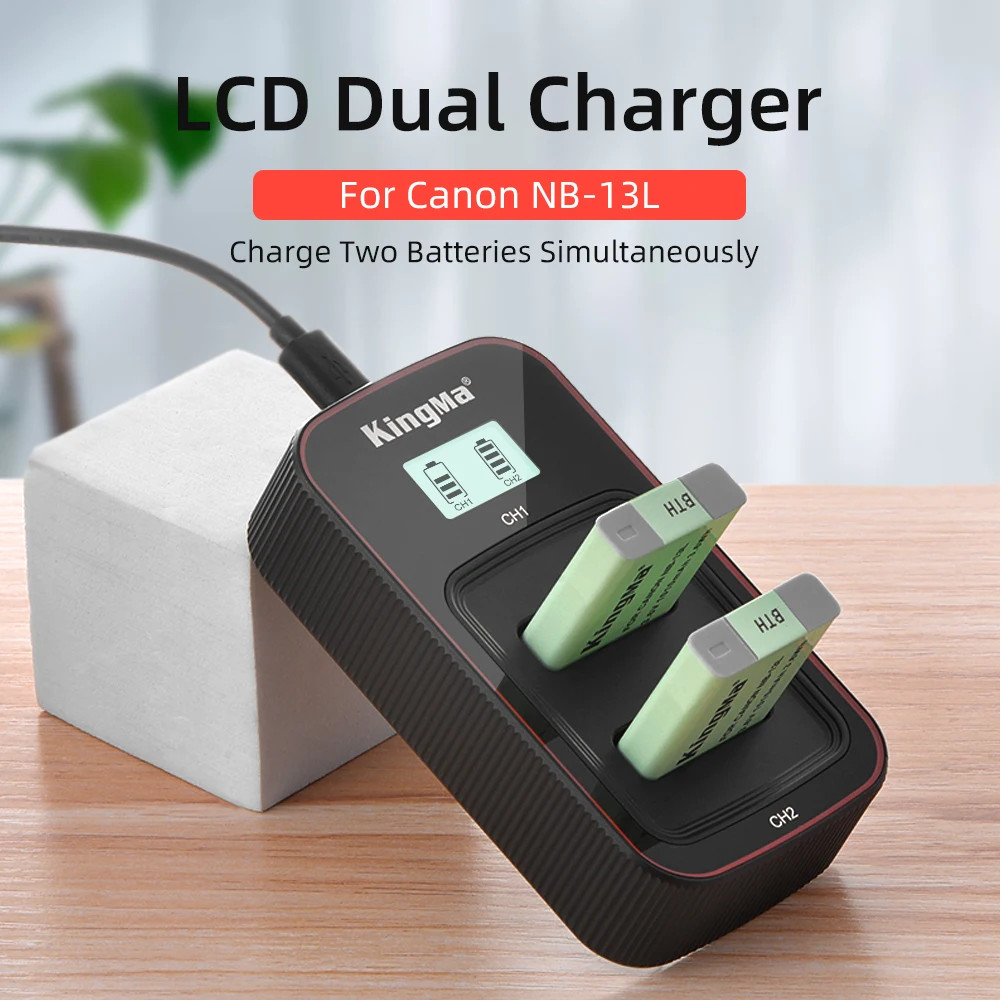 KingMa NB-13L แบตเตอรี่ LCD Dual Charger สําหรับ Canon PowerShot SX740 SX720 SX620HS G1X Mark III G9