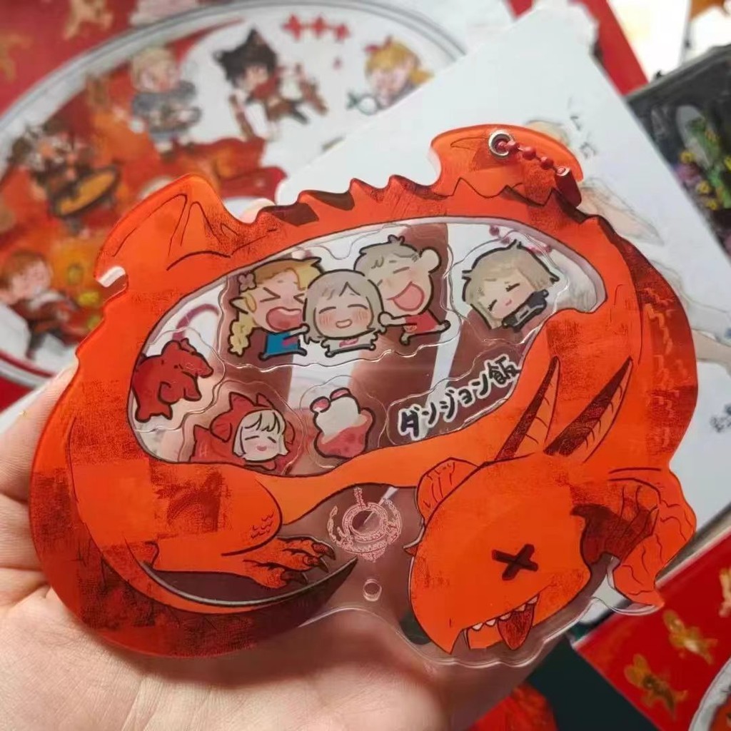 อร่อยใน Dungeon Shaker อะนิเมะพวงกุญแจผู้หญิงเปลวไฟ Dragon Shake อะคริลิค Key Chain Man Dungeon Meshi อะนิเมะสินค้า Kawaii ของขวัญ