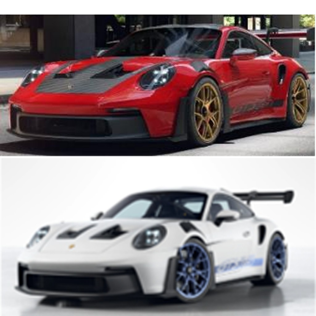 SOLIDO 1: 18 Porsche Porsche 911 992 GT3 RS โมเดลรถโลหะผสมสีแดงสีขาว