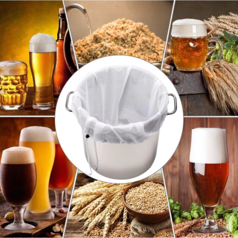 ถุงกรองแบบใช้ซ้ําได้ | การต้มเบียร์/อาหารการประมวลผลกระชอนสําหรับเบียร์ไวน์น้ําผลไม้ตาข่ายโพลีเอสเตอร์ทนทานที่มีตัวเลือก3ขนาดออกแบบล้างทําความสะอาดได้1-3ชิ้น - รูปที่ 7