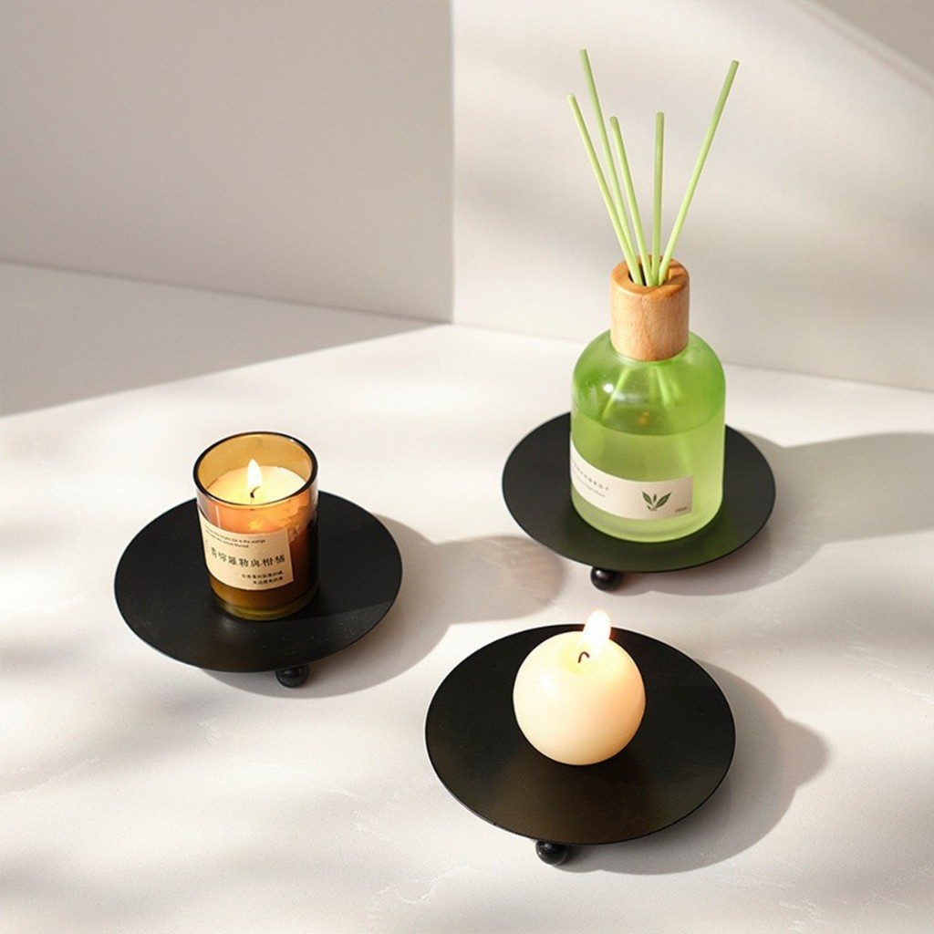 เชิงเทียนเหล็ก ชิงเทียนเหล็กกลม Round iron candle holder ถาด  ของตกแต่งบ้าน เครื่องประดับบ้าน ตกแต่ง - รูปที่ 3