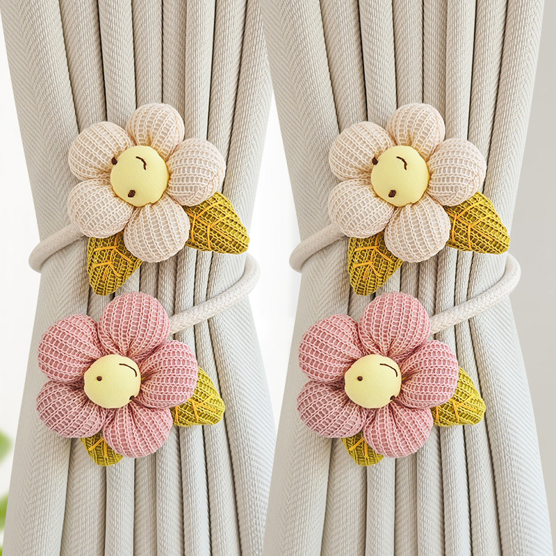 แนะนำ ผ้าม่าน (2ชิ้น) ยิ้มดอกไม้สายรัดผ้าม่าน, แฮนด์เมดน่ารัก, ตาข่ายเก็บผ้าม่านหัวเข็มขัดสายรัด, อุปกรณ์ถัก, ที่ทันสมัยเรียบง่ายสายรัดผ้าม่าน ราคาพิเศษ มีเก็บเงินปลายทาง