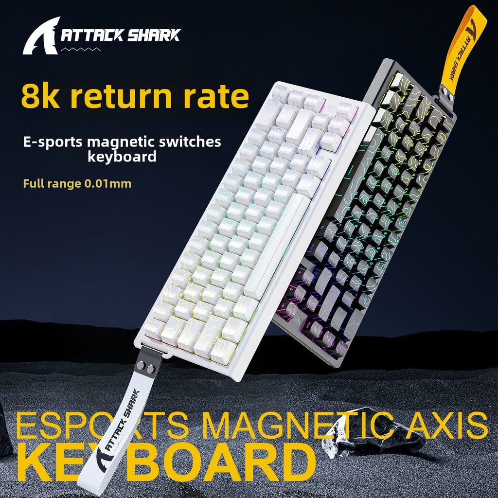 Attack SHARK X68HE Rapid Trigger สวิทช์แม่เหล็กคีย์บอร์ด QMK พิมพ์ด้านข้างแบบมีสาย RGB E-sports คีย์บอร์ด Hot Swappable การปรับแต่งสําหรับ Gamer