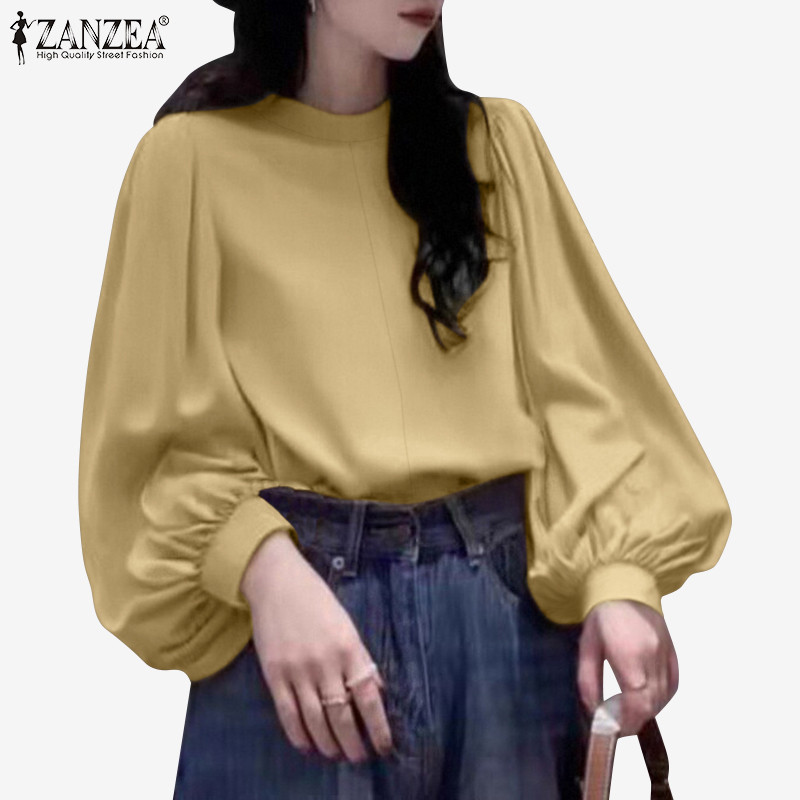 ZANZEA ซานเซีย เซลเมีย ผู้หญิงเกาหลีคอเต่าแขนยาวโคมไฟหลวมเสื้อ