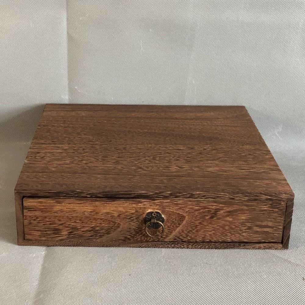 CYBER Retro Locking Storage Box, Wood Dust-Proof Tea Box, Sundries Organizer ประณีตพร้อมฝาปิด Vintage Treasure Chest Home Office ราคา ถูกที่สุด ดีลบีเคเค แกลเลอรีภาพที่ 8