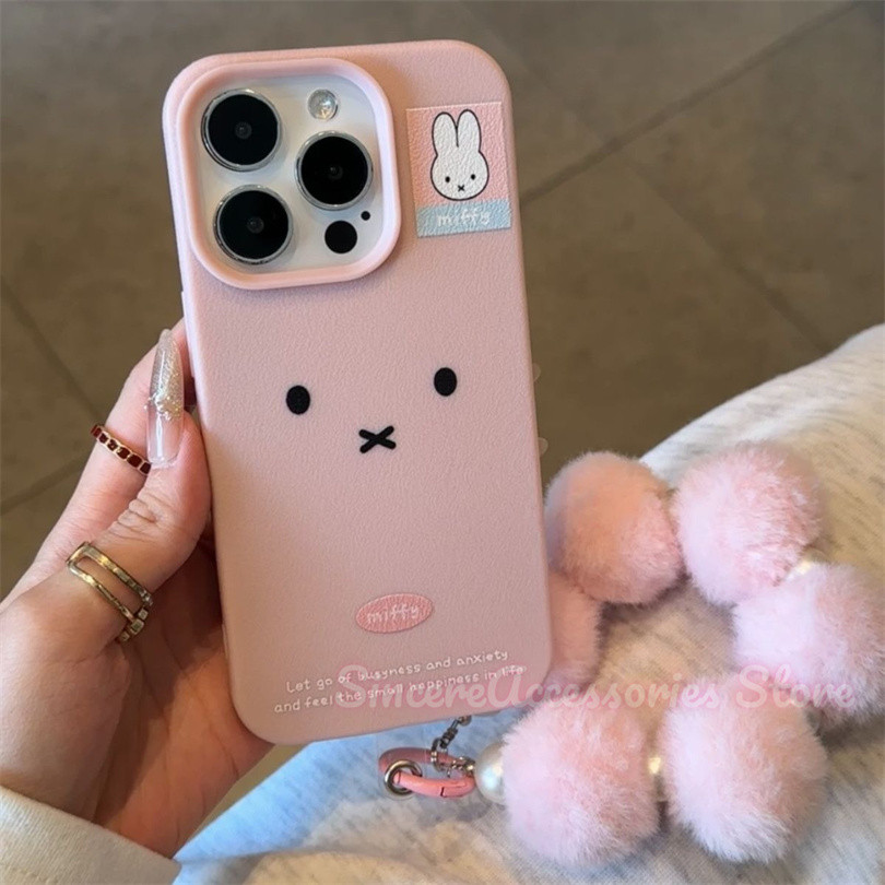 ใช้งานร่วมกับสําหรับ iPhone 16 11 12 13 15 14 Plus Pro Max Xs X Xr Miffy กระต่าย Plush เชือกแขวนนุ่มฝาครอบโทรศัพท์ป้องกัน