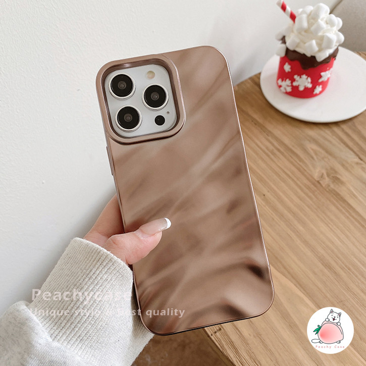 คุณภาพสูงผ้าไหมริ้วรอยพับ Desert Gold เคสโทรศัพท์สําหรับ iPhone 16 15 14 Plus 13 12 11 Pro Max Xr Xs X 8 7 6 TPU ปกหลังกันกระแทกปลอกมือถือ - รูปที่ 3