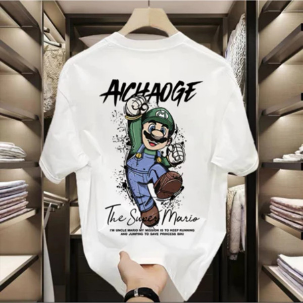 เสื้อยืด Oversize "Super mario" เสื้อยืดผู้ชาย แขนสั้น ไซซ์ คอกลม แฟชั่นฤดูร้อน สําหรับ เสื้อยืดชาย