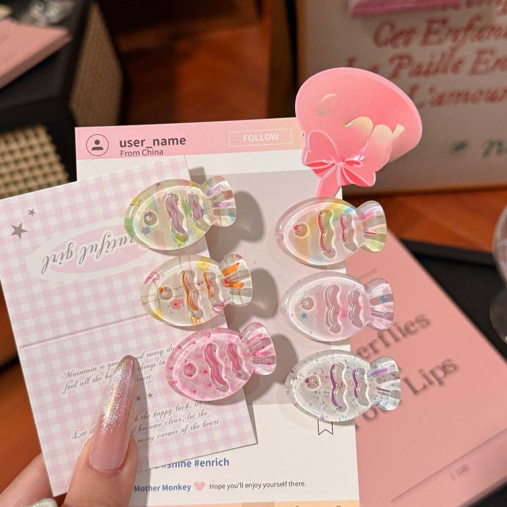 กิ๊บติดผมใสใสปลาขนาดเล็กเรียบคลิปผ้าโพกศีรษะหญิง