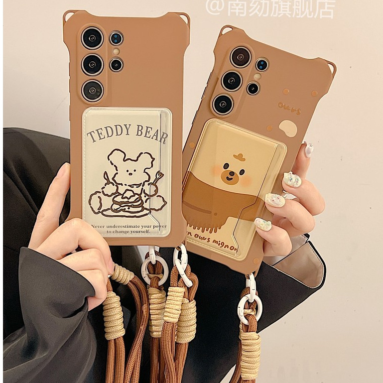 เหมาะสําหรับ Samsung s25ultra เคสโทรศัพท์สไตล์ใหม่ s24u การ์ดใส่กระเป๋า s23 + s22plus คือ s21fe กันกระแทก a55a54 พร้อมเชือกเส้นเล็กสามารถแนวทแยงแบบพกพารวมทุกอย่างซิลิโคนอ่อนนุ่มป้องกันกรณี