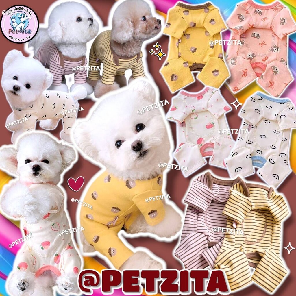 🇹🇭พร้อมส่ง🇹🇭 ชุดนอนปิดพุง ลายแฟนซี ชุดสวมสี่ขาสัตว์เลี้ยง เสื้อผ้าสุนัข เสื้อผ้าแมว