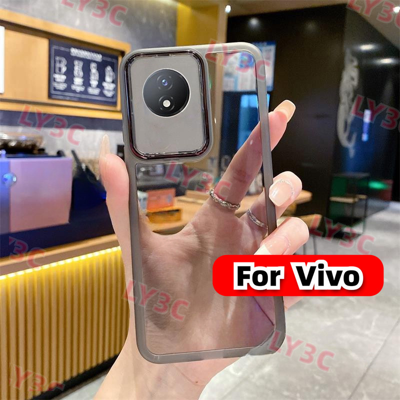 COD สําหรับ Vivo Y02T Y02S Y02 Y02A 4G VivoY02 TA Y02S เคสโทรศัพท์ Soft Clear Square Plated สําหรับแ