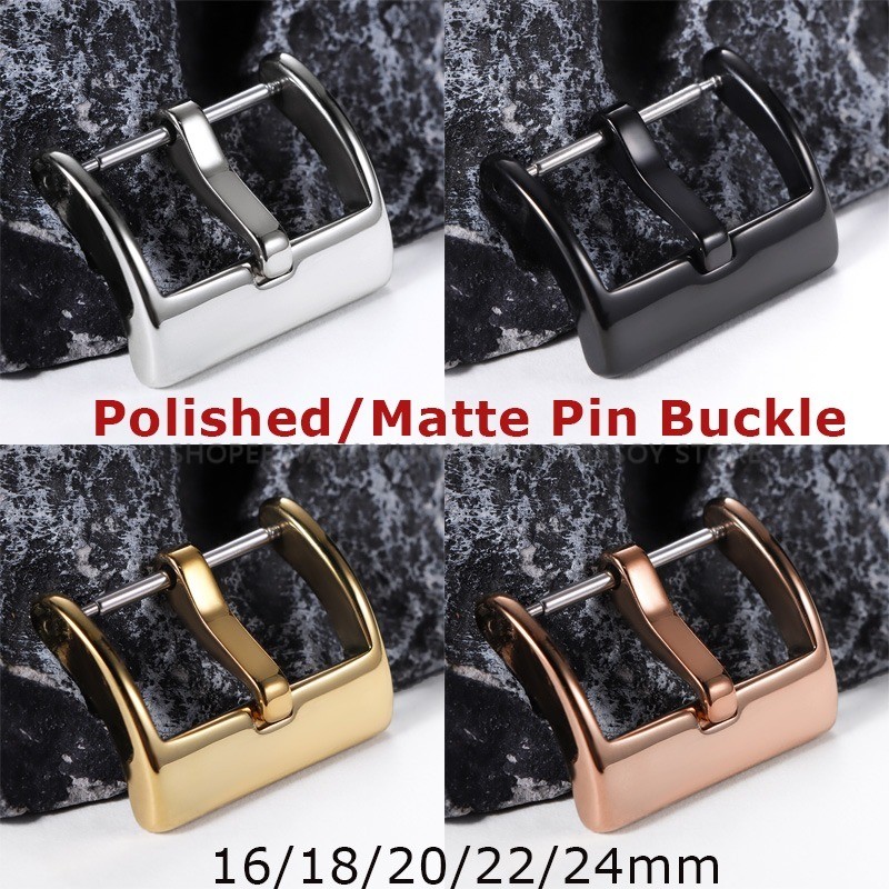 1/4ชิ้น304สแตนเลสที่เป็นของแข็งนาฬิกาวงขาหัวเข็มขัดขัดเคลือบ16/18/20/22/24มิลลิเมตรสายนาฬิกาจับมือเงินสีดําทองปุ่มโลหะนาฬิกาอุปก