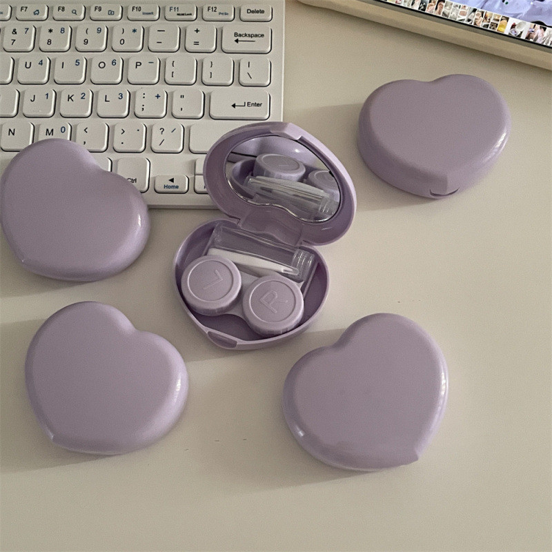 รักสีทึบกรณีคอนแทคเลนส์กระจกพกพาขนาดเล็กเครื่องสําอางคอนแทคเลนส์กรณีกล่องเก็บคอนแทคเลนส์มูลค่าสูง เฮ