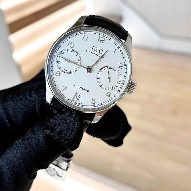 IW42 Automatic MM [Watchman IWC Mono Mechanic สีขาวชุดมือสองเส้นผ่านศูนย์กลางตารางโปรตุเกส Stainless