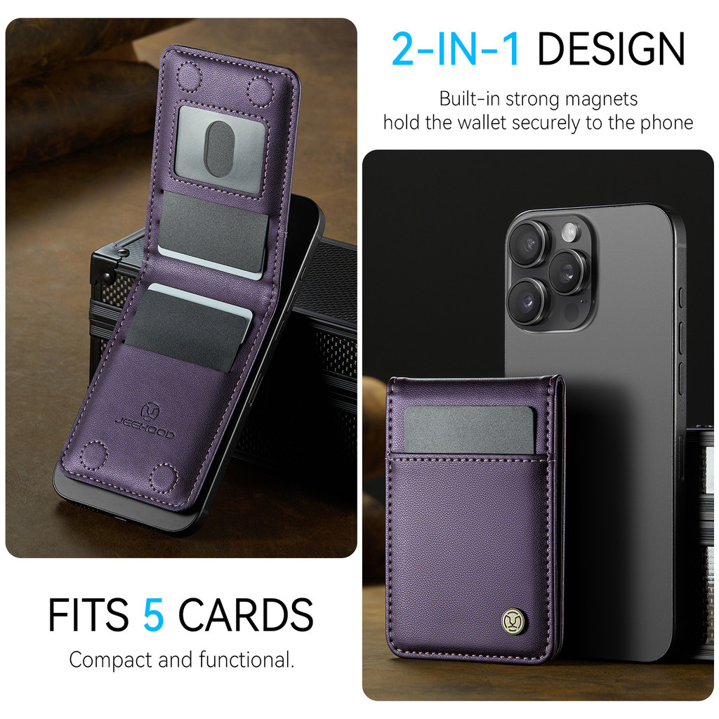 ซองหนังแม่เหล็ก RFID Blocking Card Bag Bracket Stand Universal กระเป๋าสตางค์สําหรับ IPhone 16/15/13/