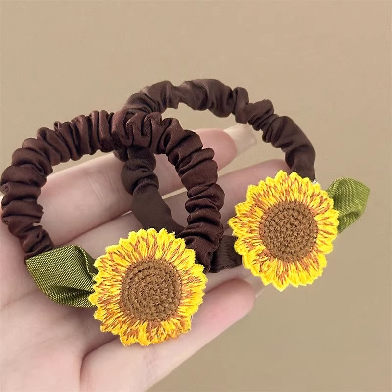 แฟชั่น Sunflower Hair Ties เชือกผม Scrunchies ยางผมหางม้าเครื่องประดับผม